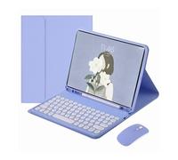 kuaijiexiaopu Round Keycap Keyboard Pen Slot TPU Leather Case Suitable for Samsung Galaxy Tab S10 plus/S9FEplus/S8plus 12.4 Inch(Purple+Keyboard+Mouse)