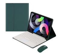 kuaijiexiaopu Round Keycap Keyboard Pen Slot TPU Leather Case Suitable for Samsung Galaxy Tab S10 plus/S9FEplus/S8plus 12.4 Inch(Dark Green+Touch keyboard2+Mouse)