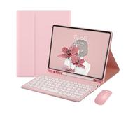 kuaijiexiaopu Round Keycap Keyboard Pen Slot TPU Leather Case Suitable for Samsung Galaxy Tab S8 Ultra/S9ultra/S10Ultra-14.6 Inch 2023(Pink+keyboard2+Mouse)