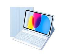 kuaijiexiaopu Round Keycap Keyboard Tablet Protective Cover Suitable for Samsung Galaxy Tab S10 FE/S9FE/S9/S8/S7-11 Inch(Ice Blue+Keyboard)