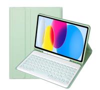 kuaijiexiaopu Round Keycap Keyboard Tablet Protective Cover Suitable for Samsung Galaxy Tab S10 FE/S9FE/S9/S8/S7-11 Inch(Matcha Green+Keyboard)