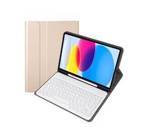 kuaijiexiaopu Round Keycap Keyboard Tablet Protective Cover Suitable for Samsung Galaxy Tab S10 FE/S9FE/S9/S8/S7-11 Inch(Golden+Keyboard)