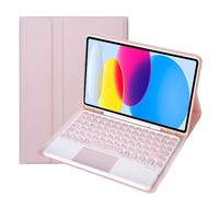kuaijiexiaopu Round Keycap Keyboard Tablet Protective Cover Suitable for Samsung Galaxy Tab S10 FE/S9FE/S9/S8/S7-11 Inch(Pink+Touch Keyboard)