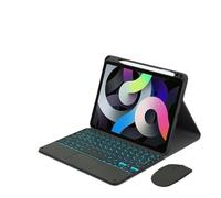 kuaijiexiaopu Silicone+Leather Protective Case with Pen Slot, Detachable Keyboard Suitable for Honor 9-12.1 Inch(Black+Touch Backlit KB+Mouse)