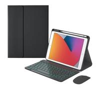 kuaijiexiaopu Silicone+Leather Protective Case with Pen Slot, Detachable Keyboard Suitable for Honor 9-12.1 Inch(Black+Backlit KB+Mouse)