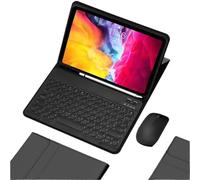 kuaijiexiaopu Tablet Protective Case with Pen Slot, Round Key Cap Keyboard Mouse Suitable for iPad 11th Gen(Air16)/10th Generation-10.9 Inch Universal(Black+Keyboard+Mouse)