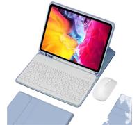 kuaijiexiaopu Tablet Protective Case with Pen Slot, Round Key Cap Keyboard Mouse Suitable for iPad Pro 13 Inch 2024 Universal(Purple+Keyboard+Mouse)