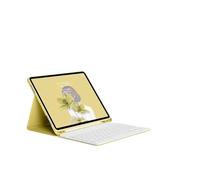kuaijiexiaopu Tablet Protective Cover Keyboard Set with Pen Slot Suitable for iPad Air 13 Inch 2024/2025(Yellow+White Keyboard)