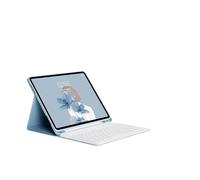 kuaijiexiaopu Tablet Protective Cover Keyboard Set with Pen Slot Suitable for iPad Pro 12.9 Inch 2022/2021/2020 Universal(Mist Blue+White Keyboard)
