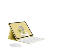 kuaijiexiaopu Tablet Protective Cover Keyboard Set with Pen Slot Suitable for iPad Pro 12.9 Inch 2022/2021/2020 Universal(Yellow+White Keyboard+Mouse)