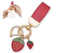 Kuaikely Llavero Coche Cuero Llavero para Coche Mujer Porta Chaves de 360 Grados (Rojo)