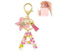 Kuaikely Llavero Mujer con Letra y Mariposa Rosa - Llavero Personalizado, Adornos para Bolsos y Bag Charms - Regalos Originales para Niñas, Ideal como Llaveros Chica(A)