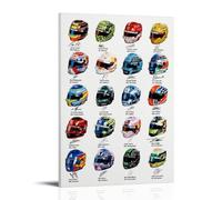 KUAILI Póster de casco de F1 2025 para pared, lienzo estético, póster de música vintage y películas, pintura decorativa para sala de estar, dormitorio, 60 x 90 cm, estilo marco