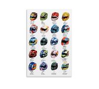 KUAILI Póster de casco de F1 2025 para pared, lienzo estético, póster de música vintage y películas, pintura decorativa para sala de estar, dormitorio, 20 x 30 cm, estilo sin marco
