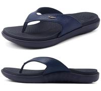 KuaiLu Chanclas de Mujer 2025 Ortopedicas Yoga Mat Elegante Ligero Verano Slip On Playa Thong Sandalias con Cómodo Fascitis Plantar Soporte del Arco, Azul Oscuro EU40