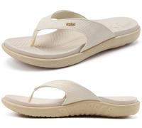 KuaiLu Chanclas de Mujer 2025 Ortopedicas Yoga Mat Elegante Ligero Verano Slip On Playa Thong Sandalias con Cómodo Fascitis Plantar Soporte del Arco, Beige EU38
