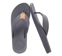 KuaiLu Chanclas Hombre Verano Playa Piscina Goma Flip Flops Caballero Comodas Piel Planas Caminar Cuero y Tela Sandalias De Dedo Antideslizante Yoga-Espuma Chancletas Gris 41