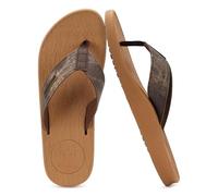 KuaiLu Chanclas Hombre Verano Playa Piscina Goma Flip Flops Caballero Comodas Piel Planas Caminar Cuero y Tela Sandalias De Dedo Antideslizante Yoga-Espuma Chancletas Caqui Marrón 40