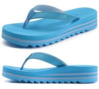 KuaiLu Chanclas Mujer Moda Plataforma Ligero Yoga Mat Flip Flops Dressy Verano Playa Tanga Sandalias Suave Cómodas Cushión, Azul EU 40