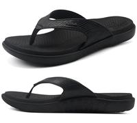 KuaiLu Chanclas Mujer Ortopedicas Yoga Mat Sandalias Elegante Mujeres Ligero Verano Slip-On Playa Flip Flops con Cómodo Fascitis Plantar Soporte del Arco, Negro EU39