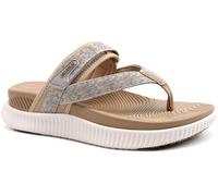 KuaiLu Chanclas Ortoticas Para Mujer Señoras Atlético Grueso Cojín Esterilla De Yoga Cómodas Caminar Sandalias Tanga Con Soporte De Arco Verano Aire Libre Ajustable Slip On Slides, Beige EU37