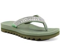 KuaiLu Chicas Ortopédicas Chanclas Yoga Mat Cojín Moda Strass Sandalias Verano Senderismo Playa Viajes Thong Resbaladizo Cómodo Fascitis Plantar Interior Exterior Sandales Verde 40