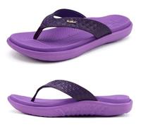 KuaiLu Morado Chanclas Mujer Verano Playa Sandalias de piscina Apoyo de Arco Ortopedicas Chanclas Zapatos Cómodos para Caminar Antideslizante Talla 39EU