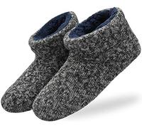 KuaiLu Zapatillas Casa Bota Hombre Invierno Algodon Cerradas Babuchas Caballero Caliente Peluche Lana Piel Pantuflas Botines Comoda Memory Foam Slippers Antideslizante Interior Suela Negro 48