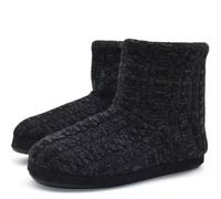 KuaiLu Zapatillas Casa Bota Hombre Invierno Algodon Cerradas Babuchas Caballero Caliente Peluche Lana Piel Pantuflas Botines Comoda Memory Foam Slippers Antideslizante Interior Suela All Negro 41