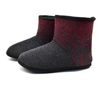 KuaiLu Zapatillas Casa Bota Hombre Invierno Cerradas Babuchas Caballero Caliente Peluche Lana Pelo Altas Pantuflas Botines Comoda Pantufas Homem Calcetines Interior Patucos Slippers Rouge Floral 47