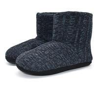 KuaiLu Zapatillas Casa Bota Hombre Invierno Cerradas Babuchas Caballero Caliente Peluche Lana Pelo Altas Pantuflas Botines Comoda Pantufas Homem Calcetines Interior Patucos Slippers Azul oscuro 39