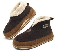KuaiLu Zapatillas Casa Bota Hombre Invierno Fieltro Cerradas Babuchas Caballero Caliente Peluche Lana Divertidas Pantuflas Botines Comoda Microondas Slippers Antideslizante Suela Marrón 41