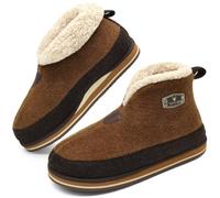 KuaiLu Zapatillas Casa Bota Hombre Invierno Fieltro Cerradas Babuchas Caballero Caliente Peluche Pantuflas Botines Comoda Memory Foam Slippers Antideslizante Goma Suela Beis 42