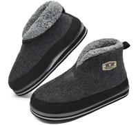KuaiLu Zapatillas Casa Bota Hombre Invierno Fieltro Cerradas Babuchas Caballero Peluche Lana Pelo Calentitas Pantuflas Botine Comoda Memory Foam Slippers Antideslizante Goma Suela Gris 41