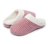 Kuako Zapatillas de Estar por casa con Forro de vellón para Mujer Antideslizantes Espuma de Memoria para Interiores Zapatos cálidos acogedores de la casa