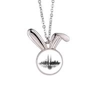 Kuala Lumpur - Collar con colgante de conejo de ciudad de Malasia con tinta