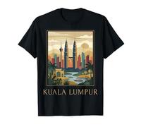 Kuala Lumpur Malasia Skyline Retro Travel Graphic Camiseta