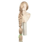 Kualitas Terbaik 100CM Panjang Rapunzel Rambut Cosplay Lurus Pirang Ringan Kusut Kepang Besar untuk Wanita Wig Pesta + Topi Wig