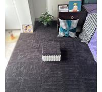 KUANGGE 10 Alfombrillas de Espuma entrelazadas para Suelo, 12 x 12 Pulgadas, engrosadas, cuadradas, de Espuma de Rompecabezas, Suaves y esponjosas, para Juegos, Antideslizantes (Color: Negro)