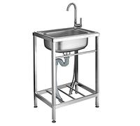 KUANGGE Estante de Almacenamiento para Cocina de Restaurante Comercial, de Acero Inoxidable, de un Solo tazón, con Grifo y escurridor, para Exteriores, Interiores, garajes, lavaderos o Cuartos de se
