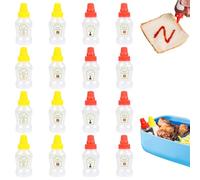 KUAOOAUK 16Pcs Condimento Squeeze Botellas, 25ml Mini Ketchup Botella, Botellas de Plástico Portátil Miel Salsa Contenedores para Niños Adultos en la Oficina Picnic Bento Box Accesorios