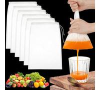 KUAOWT - Bolsa para leche vegetal, 6 piezas, gasa ecológica y reutilizable, con cordón de ajuste, filtro de nailon para leche de nuez, queso, café, vino, zumo de frutas y verduras