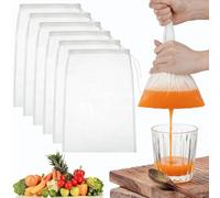 KUAOWT - Bolsa para leche vegetal, 6 piezas, gasa ecológica y reutilizable, con cordón de ajuste, filtro de nailon para leche de nuez, queso, café, vino, zumo de frutas y verduras