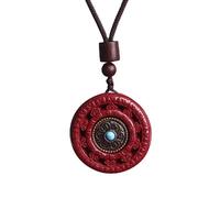 KUARWDVF Collar colgante, Collar de cinabrio de arena dorada púrpura Natural, colgante giratorio verdadero de seis caracteres, 1 Uds.