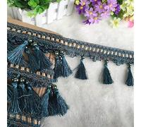 KUARWDVF Costura Fringe Trim, Borla Decorativa de 12 Yardas con Flecos, Ribete Encaje, Manualidades, manteles, Pantallas lámparas(Navy Blue)