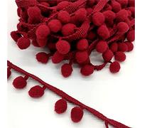 KUARWDVF Costura Fringe Trim, Cinta con Flecos y Pompones Cuentas de 2 Yardas for Manualidades, Cortinas, manteles Cojines(Wine Red)