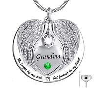 KUATBVL Collar con colgante de urna de cremación conmemorativa de acero inoxidable para cenizas con texto en inglés "No Longer by My Side, but Forever in My Heart"