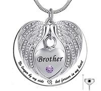 KUATBVL Ya no a mi Lado, Sino para Siempre en mi corazón Acero Inoxidable, Acero Inoxidable cremación de cremación Collar para Cenizas - Hermano
