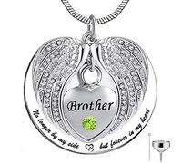 KUATBVL Ya no a mi Lado, Sino para Siempre en mi corazón Acero Inoxidable, Acero Inoxidable cremación de cremación Collar para Cenizas - Hermano