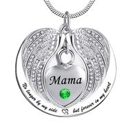 KUATBVL Ya no a mi Lado, Sino para Siempre en mi corazón Acero Inoxidable cremación cremación cremación Collar para Cenizas -Mama
